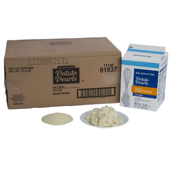 Baf Potato Pearls Potato Pearls Low Sodium Extra Rich Mashed Potatoes 3.55lbs, PK6 81837